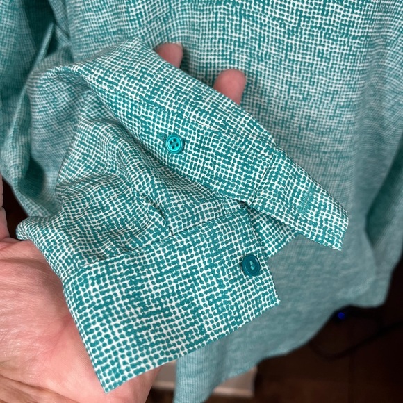 Joie Revolve SILK Marsher Textural Print Blouse in Juniper Blue Green Sm - Picture 7 of 14